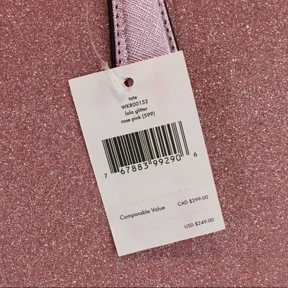KATE SPADE NEW YORK LOLA GLITTER TOTE ROSE PINK - Picture 9 of 12